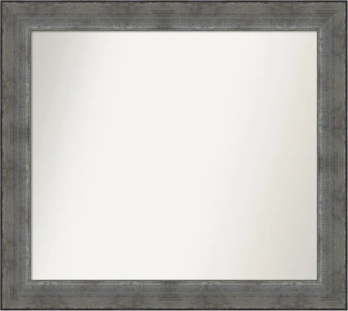 Vista 66 de Amanti Art Espejo de baño plateado para sobre el fregadero, 24 x 24 pulgadas, espejo cuadrado de peltre forjado a medida, marco de madera casual