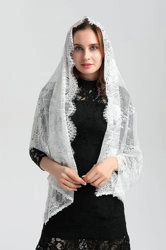 Vista 2 de Bufanda de encaje floral vintage de pestañas capilla velo mantilla infinito latino masa S04
