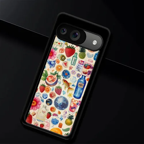 Vista 1010 de Compatible con Google Pixel 4A 5G Mobile Case Creative Acrylic Panel trasero Silicona Protección Grip especialmente diseñado para Google Pixel 4A 5G