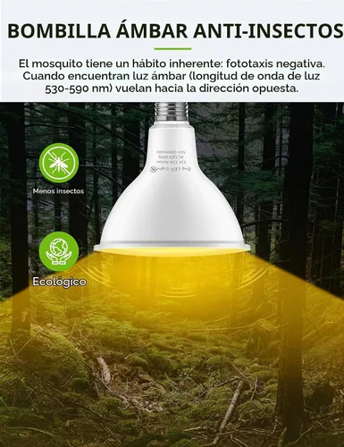 Vista 3 de L LOHAS LED Bombillas amarillas de insectos al aire libre, luz de Amarillo