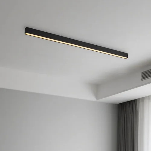 Vista 13 de Lámpara LED de techo negra, moderna y simple, instalación de superficie de techo de tira larga, adecuada para sala de estar, dormitorio, pasillo
