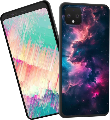 Vista 96 de Funda delgada para Google Pixel 4 XL, funda delgada de silicona de TPU suave a prueba de golpes para Google Pixel 4 XL, gato negro luna estrellada