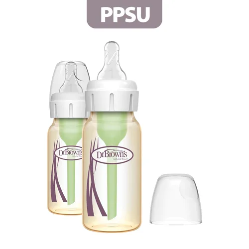 Vista 11 de Dr. Brown's Anti-Colic Options+ Biberón estrecho PPSU, 4 onzas, paquete de Ámbar