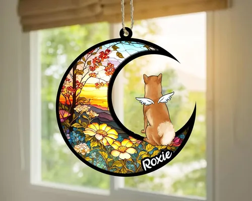 Vista 222 de LOVELYPOD Adorno de Navidad personalizado para perro Basset Hound (marrón) Basset Hound (marrón) adorno para atrapasoles de perro, razas de perros