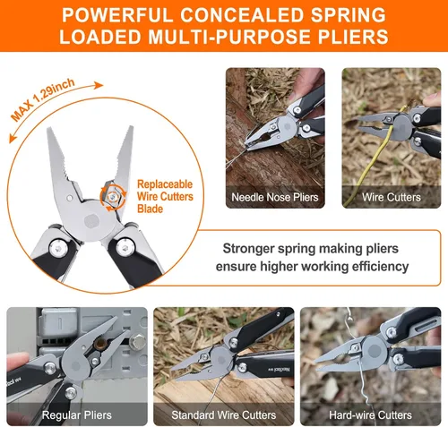 Vista 5 de NEXTOOL W4 - Llave de trinquete ajustable multiherramienta de 11 en 1, herramienta plegable EDC con alicates, cuchillo, sierra y destornillador