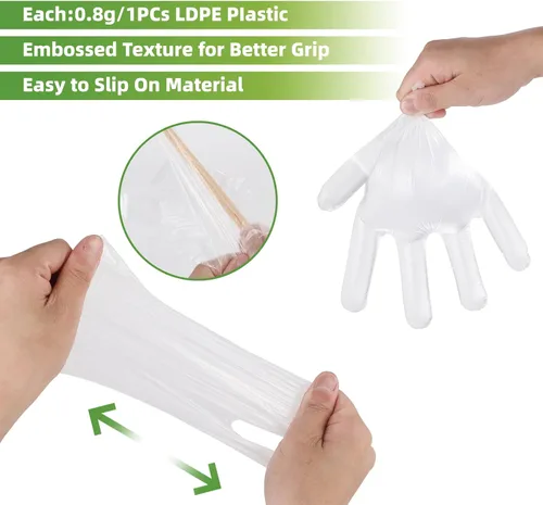 Vista 3 de MoloTAR 500 guantes desechables de plástico, guantes desechables para limpieza, [Talla única]