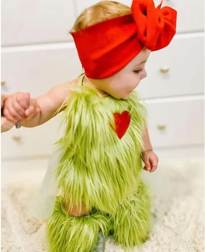 Vista 5 de Traje de disfraz de Navidad para bebés y niñas pequeñas conjunto de ropa con diadema y calentador de piernas