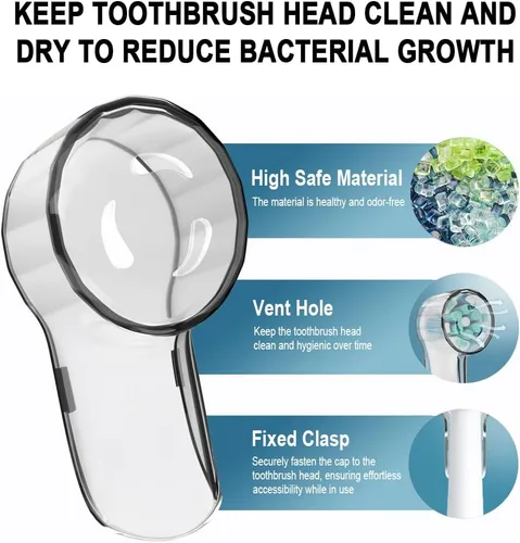 Vista 2 de Fundas para cepillos de dientes compatibles con cabezales de repuesto Oral B, se adapta a la serie iO Ultimate White, protector de cabezales