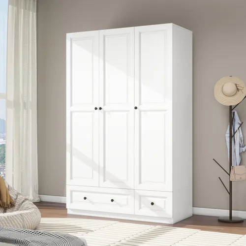 Vista 10 de Armario Armario con cajones: armario de dormitorio de 74 pulgadas para ropa colgante, armarios negros con puertas, armario moderno con estantes