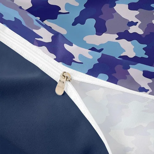 Vista 7 de Juego de funda de edredón con estampado de camuflaje, tamaño individual, funda de edredón reversible de geometría azul, gris, morado (no edredón)