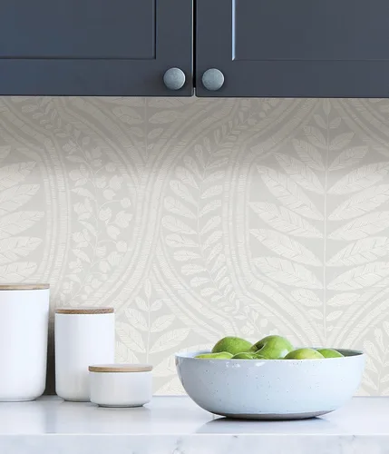 Vista 3 de Scott Living Papel tapiz de papel tapiz gris de foliato