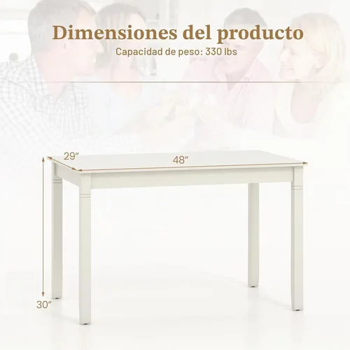Vista 3 de Giantex Mesa de comedor para 4 personas, mesa de cocina de 48 x 29 pulgadas con patas de madera, mesa de comedor rectangular para espacios pequeños