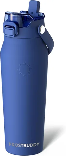 Vista 51 de Frost Buddy botella de agua aislada de 32 onzas con pajilla y tapa para beber Acero inoxidable a prueba de fugas 24 horas de frío Resistente
