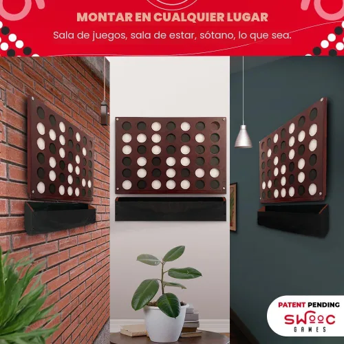 Vista 6 de Swooc Games® - Juego de pared gigante 4 en una fila - 60% más silencioso - Juegos de pared de tamaño jumbo - Juego de sala de juegos, accesorios