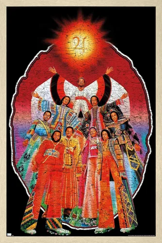 Vista 7 de Earth Wind & Fire - Póster de pared con banda, 22.4 pulgadas de largo x 14.7 pulgadas de ancho, versión enmarcada de madera de granero