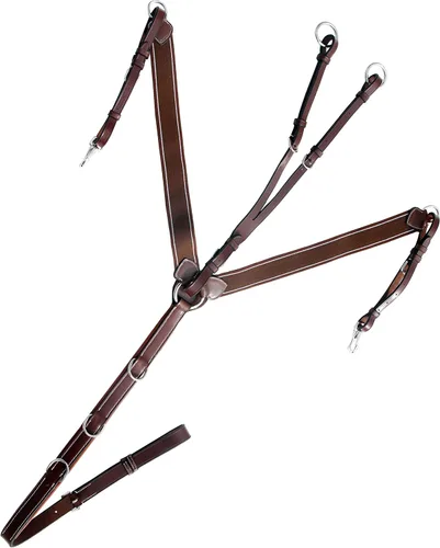 Vista 9 de Exion Horse - Peto elástico con accesorio para correr, acolchado suave, pechera de cuero inglés ajustable para caballos, elástico marrón con líneas