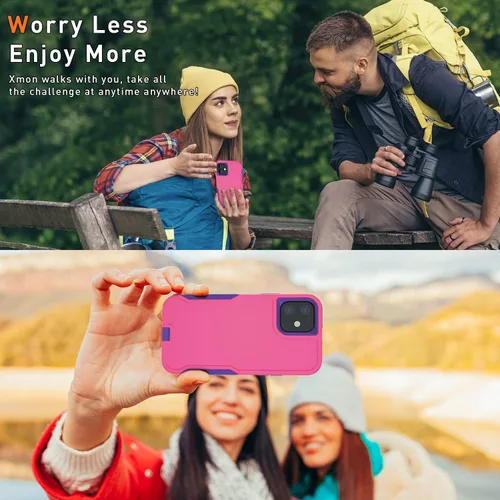 Vista 7 de Xmon Funda para iPhone 12 [a prueba de golpes] [a prueba de caídas] [Protector de pantalla de vidrio templado con protector de lente de cámara]