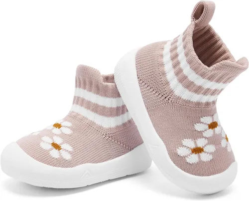 Vista 5 de Engtoy Baby Sock Shoes Baby Walking Shoes Infant Non-Slip Breathable Slippers with Soft Rubber Sole Baby Boys Girls Slip On Sneakers