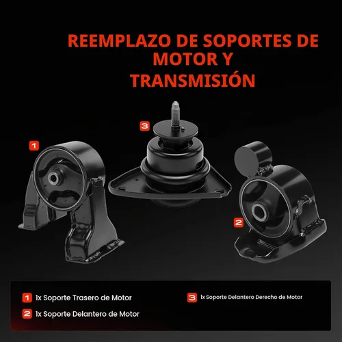 Vista 3 de A-Premium Juego de 3 Kit de montaje de motor compatible con Hyundai