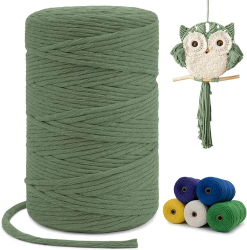 Vista 36 de Cuerda de macramé de una sola hebra de 0.197 in x 110 yardas, cuerda de macramé de algodón natural de 0.197 in, cuerda de algodón grueso para colgar