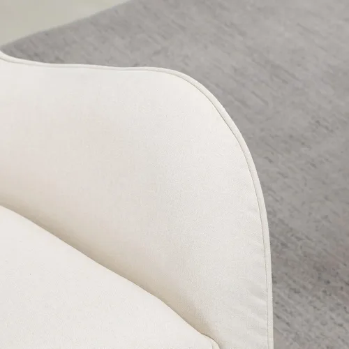 Vista 9 de HOMCOM Mecedora de tela, silla decorativa Mid-Century Wingback, color blanco crema Sillón, acolchonado, balancín, asiento acolchado, base