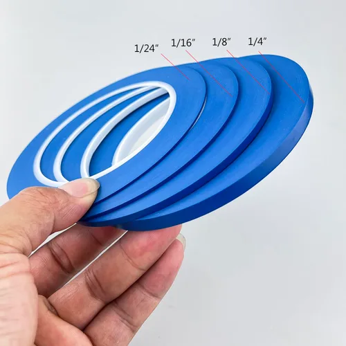 Vista 4 de JINBING Cinta adhesiva Fineline 1/24" 1/16" 1/8" 1/4" 4pcs (azul) material de vinilo, flexible, cinta adhesiva de rayas automotrices, sin