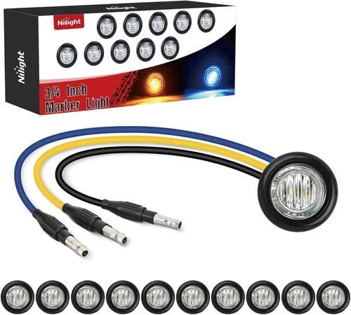 Vista 12 de Nilight Luz de marcador redonda de 3/4 pulgadas, 10 unidades, luz LED ámbar de separación, 2 conectores, indicadores laterales, luces de bala IP68