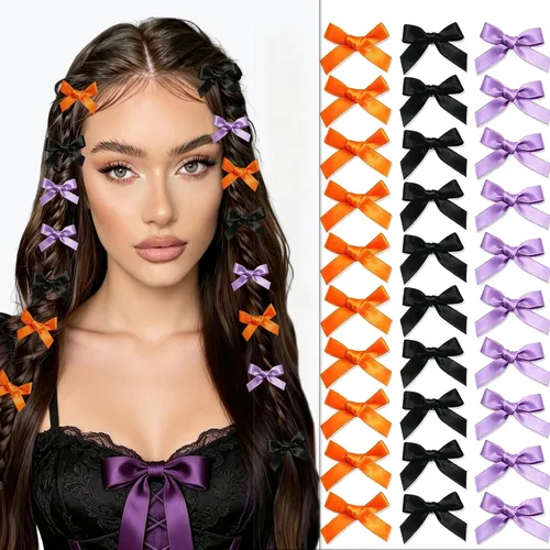 Vista 18 de 20 piezas de lazos negros para el cabello con cinta, clips tipo cocodrilo para el cabello, pasadores para el cabello para adolescentes, pinzas