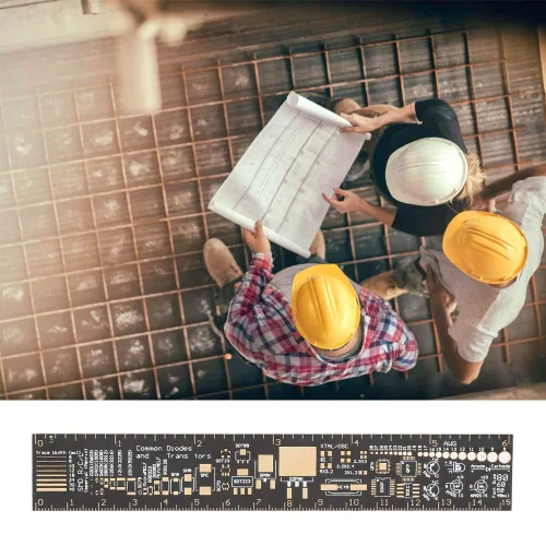 Vista 3 de Regla multifuncional de PCB de 6 pulgadas, regla de placa de circuito impreso de 5.9 in, medidor de ángulo, dispositivos, tablas espaciadoras