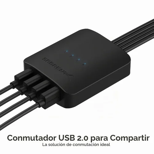 Vista 2 de SABRENT Interruptor para compartir USB 2.0 para 4 computadoras, indicadores