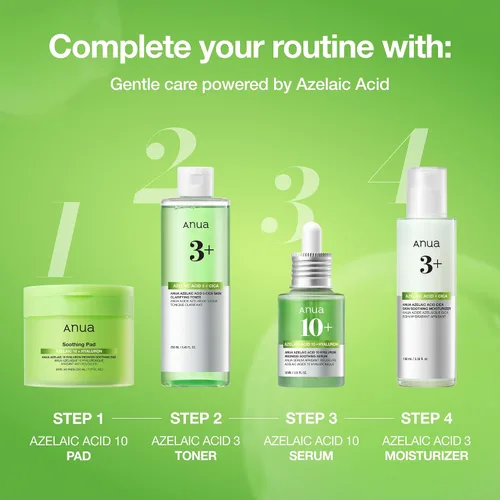 Vista 9 de Anua Suero Facial de Ácido Azelaico 10% Hialurónico en Rojo Tranquilizante, Suero Facial para Piel Sensible y Problemática, Brotes, Ácido