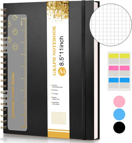 Vista 22 de Cuaderno de espiral de 8.5 x 11 pulgadas, cuadernos grandes A4 para mujeres y hombres, diario rayado universitario, papel de 3.53 oz/m², diarios