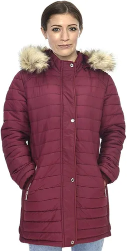 Vista 2 de Facitisu Chaqueta cálida de invierno para mujer abrigo largo de piel sintética con capucha y forro de sherpa