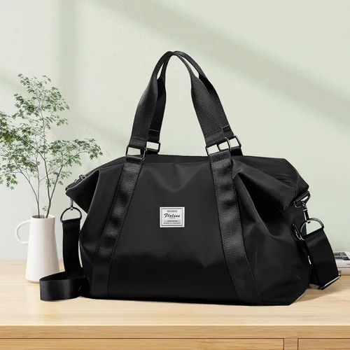 Vista 8 de Bolsa de viaje HYC00, bolsa de fin de semana para llevar en el hombro para mujer, bolsa de gimnasio deportiva con bolsillo para artículos húmedos