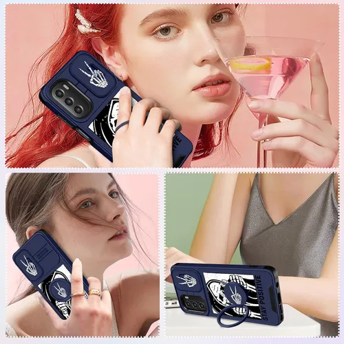 Vista 6 de Funermei Funda para Moto G Stylus 5G 2022, funda para teléfono con diseño de calavera de esqueleto para mujeres y niñas, diseño gótico, Como