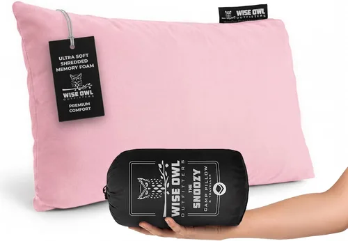 Vista 14 de Wise Owl Outfitters - Almohada de camping - Almohada de viaje de espuma viscoelástica para dormir en avión, senderismo, mochilero y uso al aire Negro