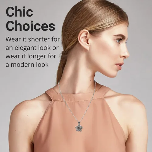 Vista 5 de Shop LC - Colgante de flor de plata de ley 925, collares con colgante de filigrana floral para mujer, joyería de disfraz para mujeres, regalos