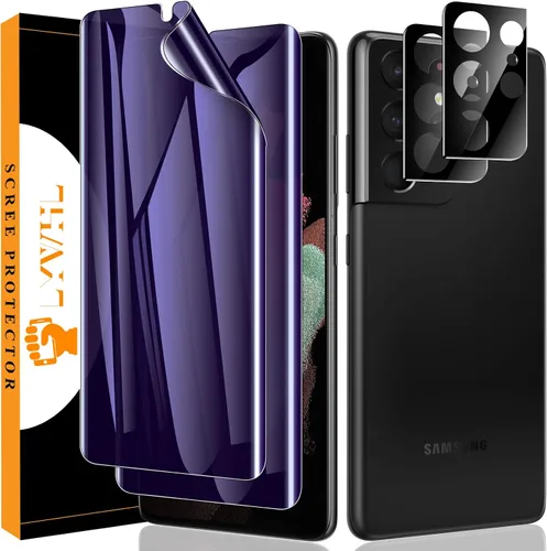 Vista 12 de LYWHL Paquete de 2 + 2 protectores de pantalla de privacidad para Samsung Galaxy S21 Ultra [compatible con identificación de huellas dactilares]