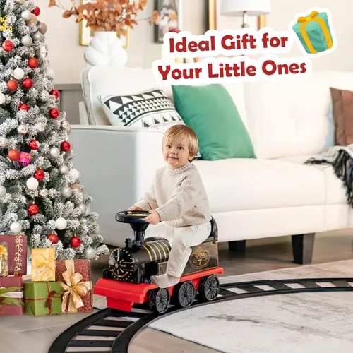 Vista 2 de HONEY JOY Juguete eléctrico para montar, para niños, de 6V, alimentado por batería, con luces intermitentes y música, 16 piezas de pista, asiento