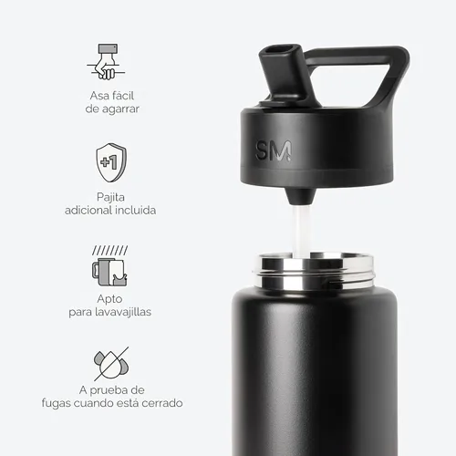 Vista 3 de Simple Modern Summit - Botella de agua con tapa con pajilla, vaso aislado de acero inoxidable a prueba de fugas de Disney de 30 onzas, regalos