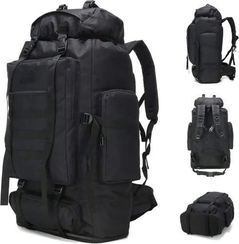 Vista 14 de Mochila de senderismo y camping, mochila MOLLE impermeable para viajes (verde militar)
