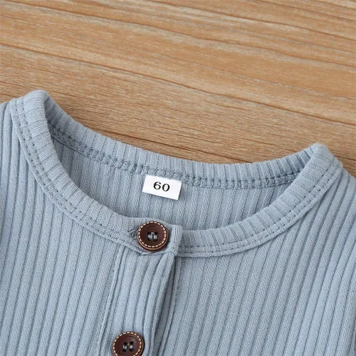Vista 113 de Mameluco unisex de manga corta para bebé recién nacido, con botones, de una pieza, ropa de color sólido