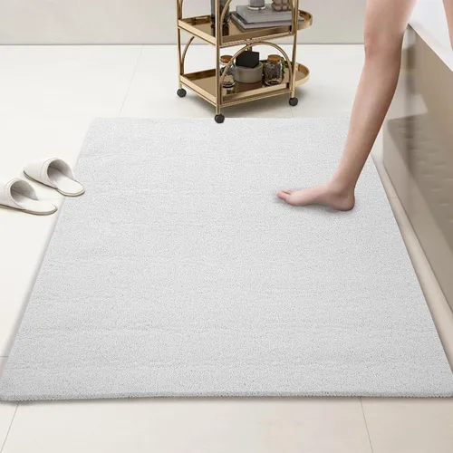 Vista 9 de HOMBYS 47 x 32 Alfombrilla extra grande para cabina de ducha y bañera, alfombrilla antideslizante para baño, alfombrillas de loofah de PVC para Gris