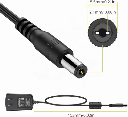 Vista 6 de PROZOR Adaptador de fuente de alimentación Adaptador de corriente alterna 5V 1A Transformador Cargador de pared Longitud del cable de CC 60.2 in
