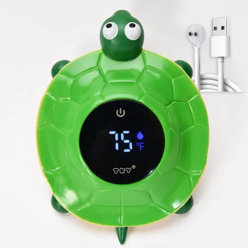 Vista 19 de Termómetro de baño para bebé, termómetro digital flotante de agua con pantalla LED y alertas de temperatura de color, juguete de baño recargable