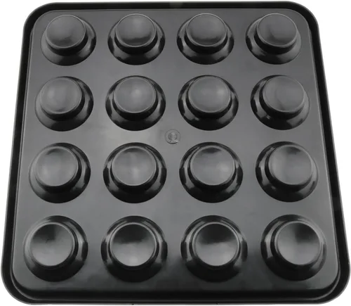 Vista 2 de Bandeja de billar estándar para 16 bolas, 16 agujeros, plástico negro, 25x25x3cm/9.84x9.84x1.18inch