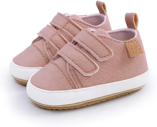 Vista 4 de Tenis de tobillo alto unisex para bebés, niños y niñas, suela de goma suave, zapatos de cuna para niños pequeños
