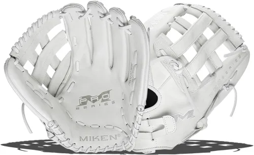Vista 25 de Miken Pro Series - Guantes de sóftbol de lanzamiento lento, 13 pulgadas, blanco/rojo