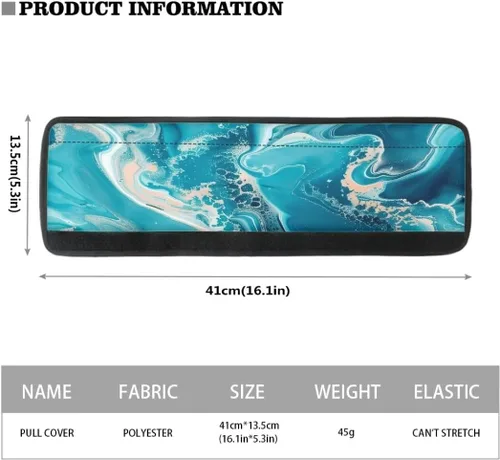 Vista 7 de Coldinair Fundas protectoras antideslizantes para manijas de puerta de refrigerador con estampado de mármol aguamarina, asas de decoración