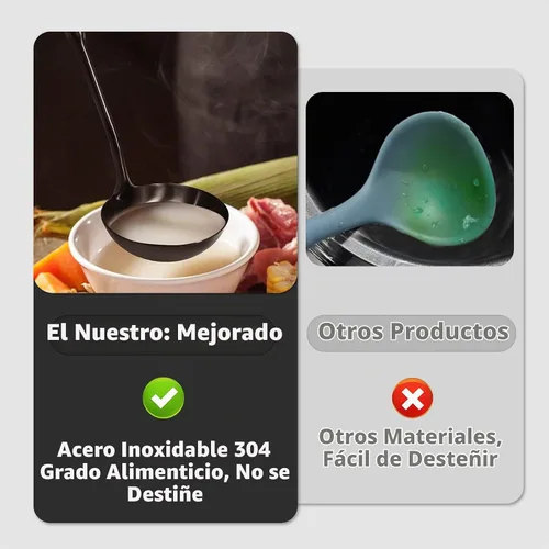 Vista 2 de Newness Cucharón de sopa, [Resistente al óxido, Resistente al calor, Formación integral] Cucharón de sopa duradero de acero inoxidable 304 con mango